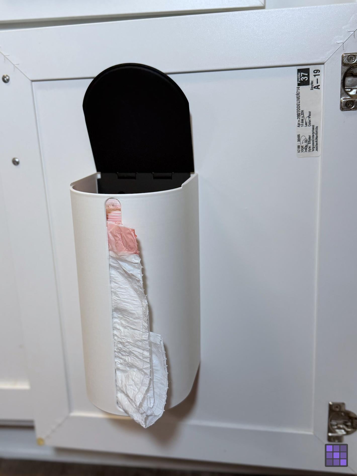 13 Gallon Kitchen Trash Bag Dispenser, Holds 50-60 Bag Rolls, Wall Mount Organizer