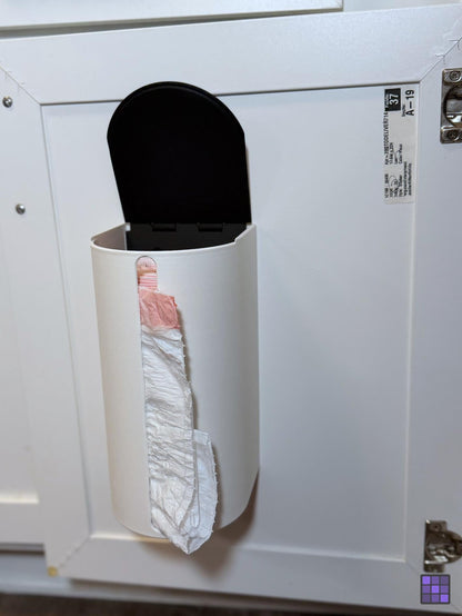 13 Gallon Kitchen Trash Bag Dispenser, Holds 50-60 Bag Rolls, Wall Mount Organizer