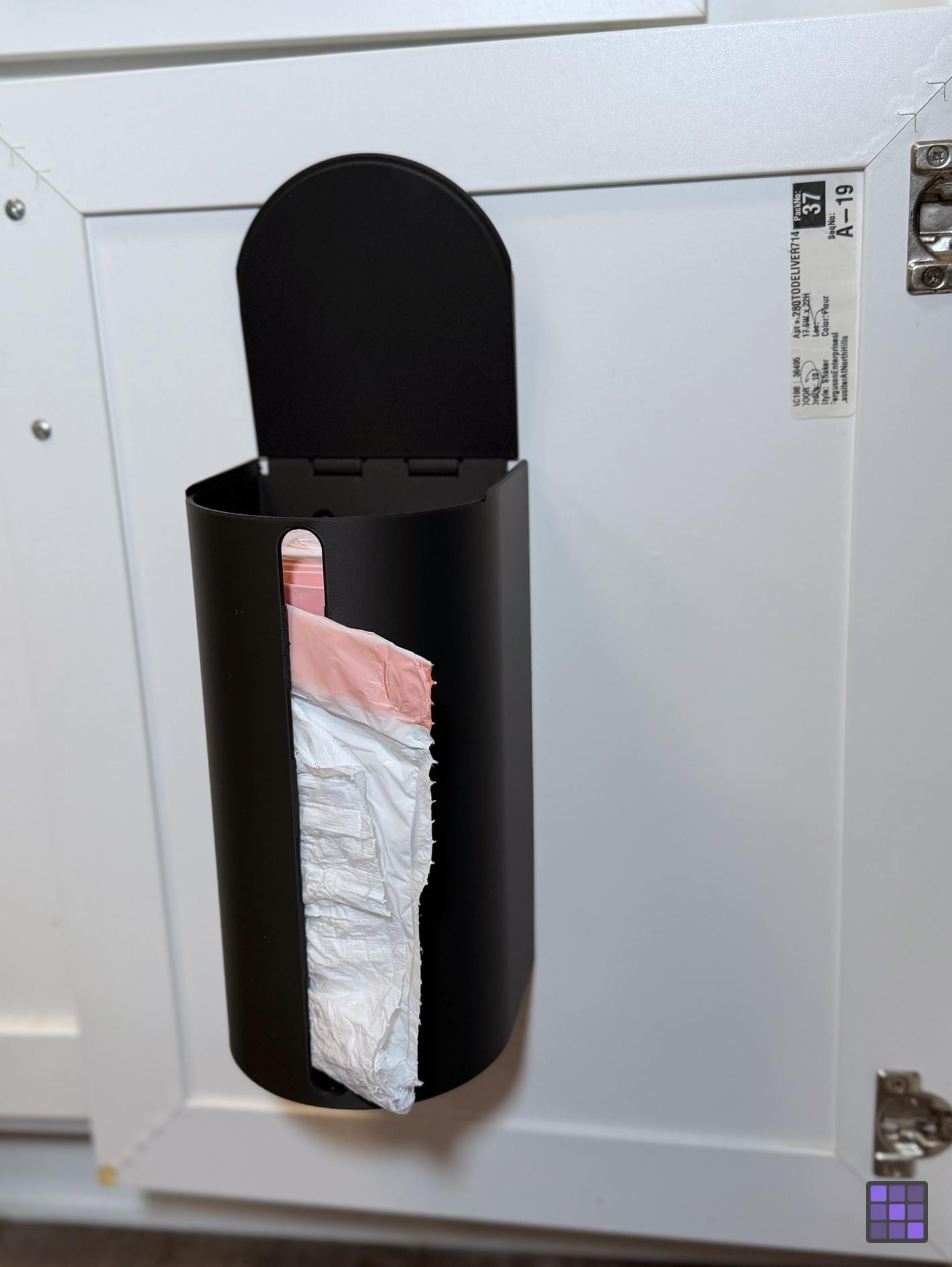 13 Gallon Kitchen Trash Bag Dispenser, Holds 50-60 Bag Rolls, Wall Mount Organizer