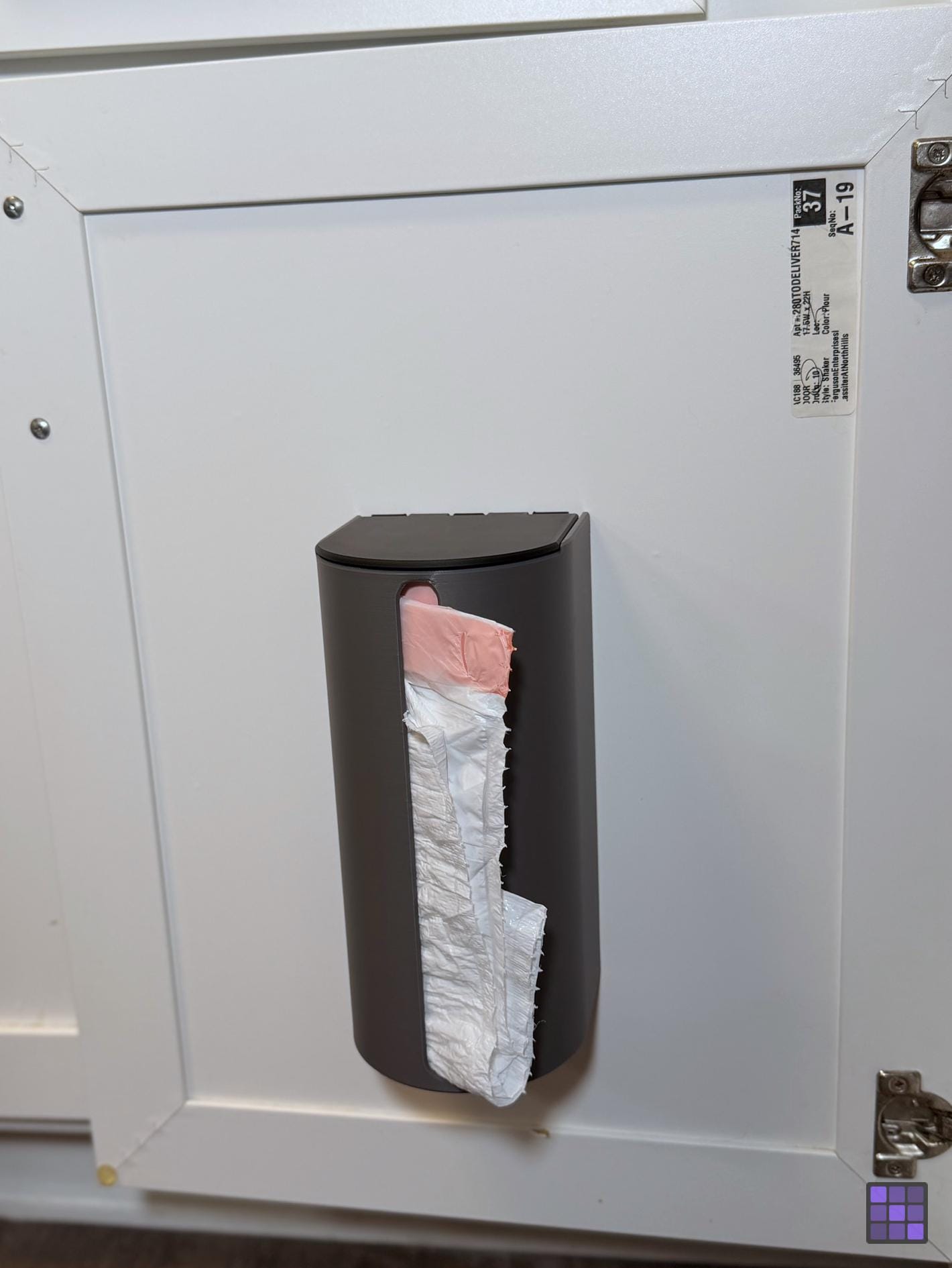 13 Gallon Kitchen Trash Bag Dispenser, Holds 20-30 Bag Rolls, Wall Mount Organizer
