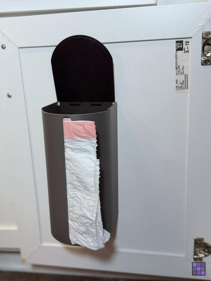 13 Gallon Kitchen Trash Bag Dispenser, Holds 50-60 Bag Rolls, Wall Mount Organizer