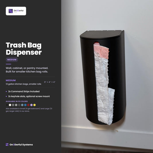 13 Gallon Kitchen Trash Bag Dispenser, Holds 20-30 Bag Rolls, Wall Mount Organizer