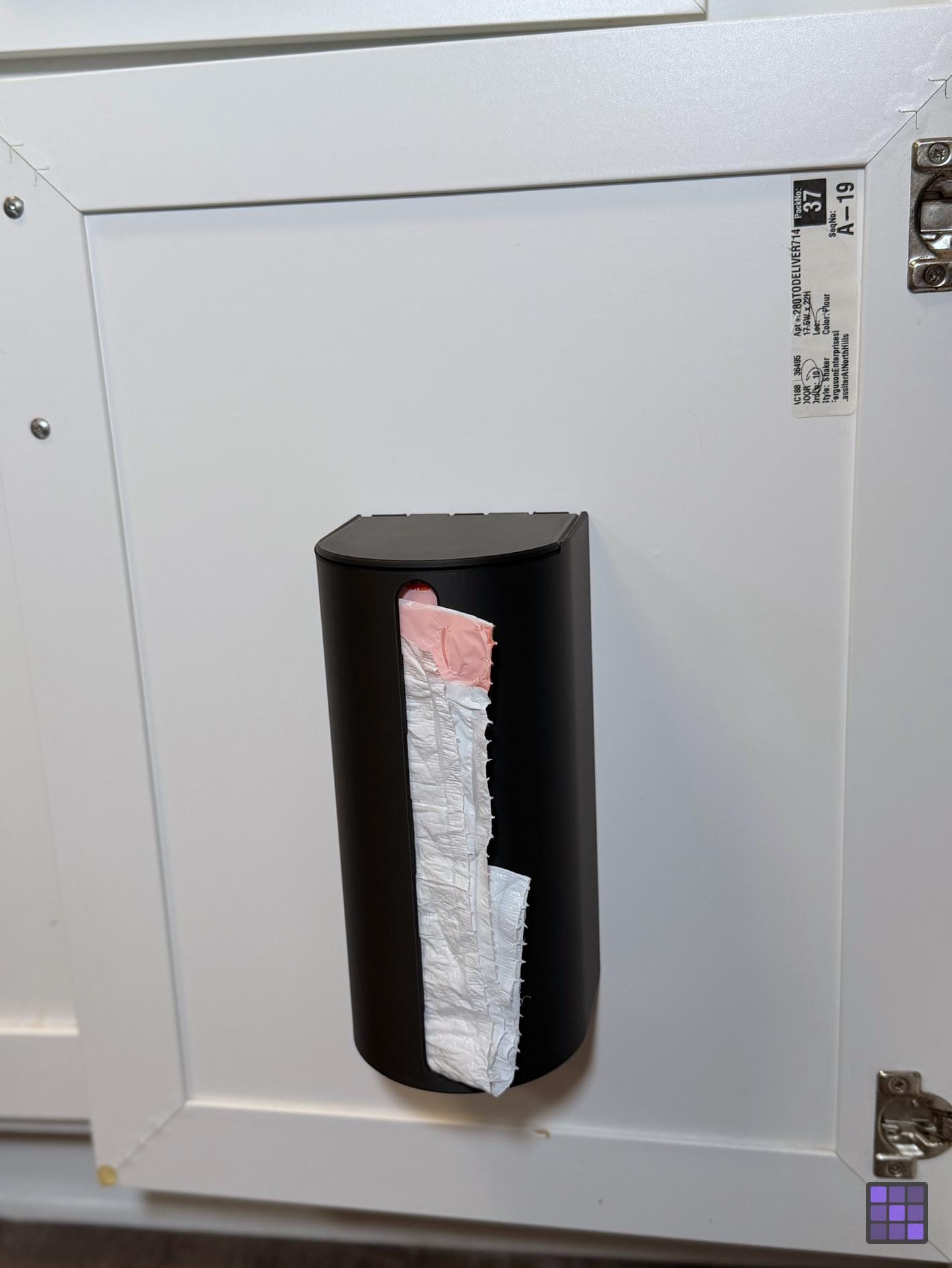 13 Gallon Kitchen Trash Bag Dispenser, Holds 20-30 Bag Rolls, Wall Mount Organizer